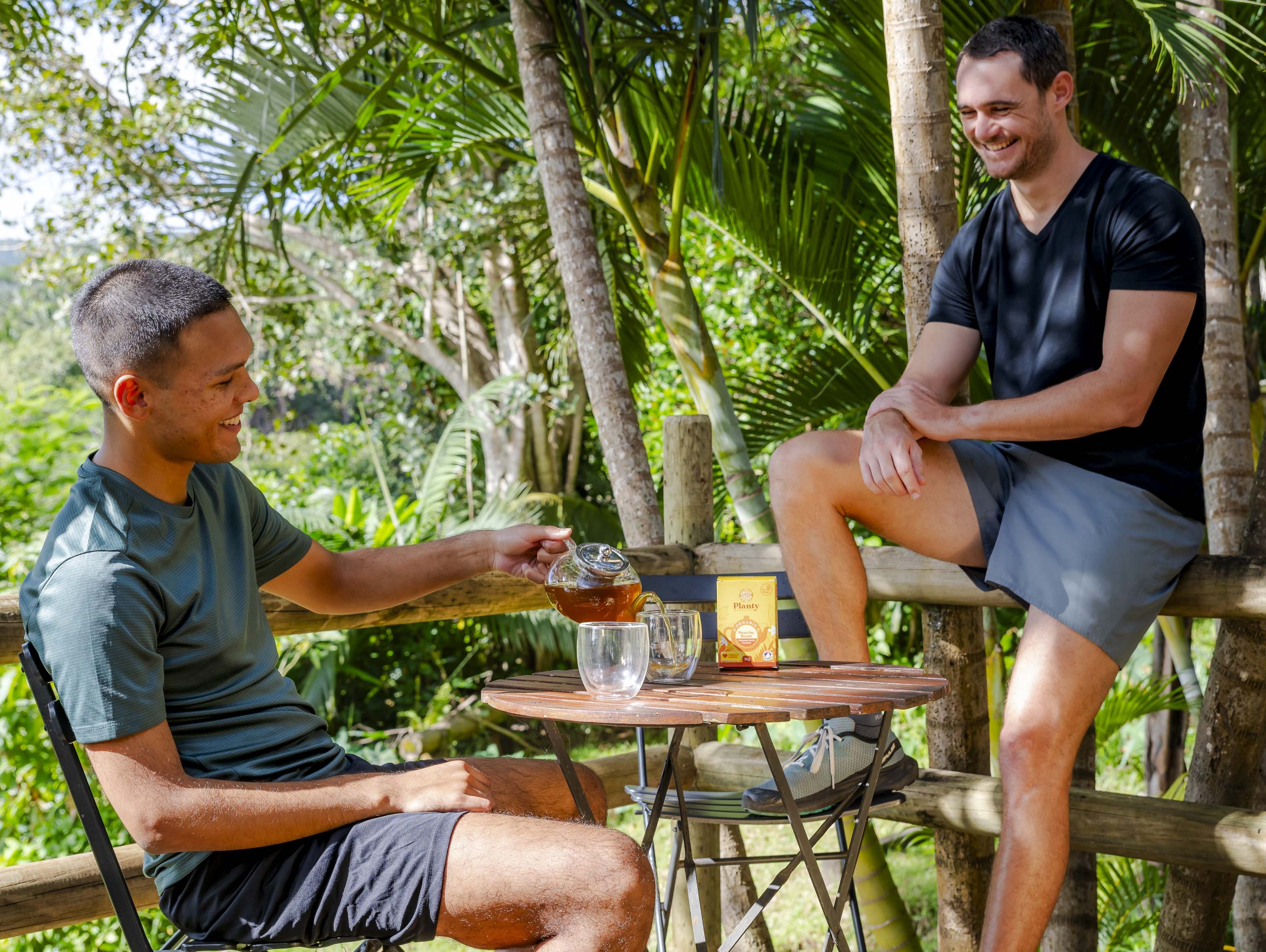 Athlete drinks herbal tea